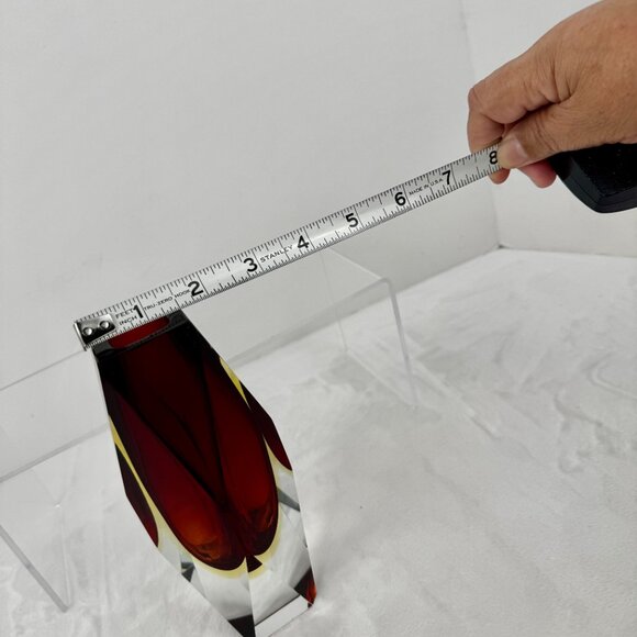 Faceted Mandruzzato Murano Sommerso 6.75" Glass Vase by Flavio Poli for Seguso - Picture 15 of 16